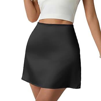 Amazon.com: Women Mini Skirts High Waisted Stain Silk A-Line